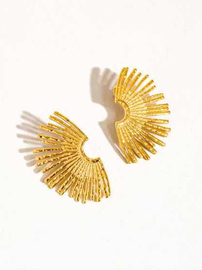 Sunburst Earring; Bisous 18K Gold Non-Tarnish