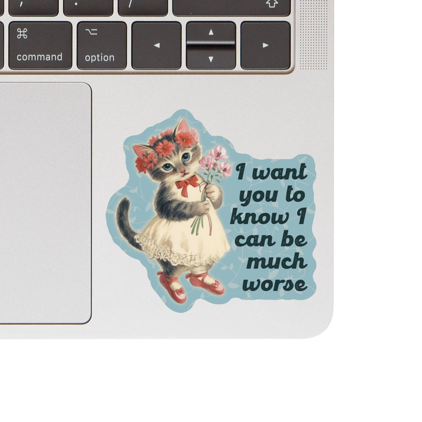 Vinyl Sticker; Fiesty Kitty (Funny Retro Cat)