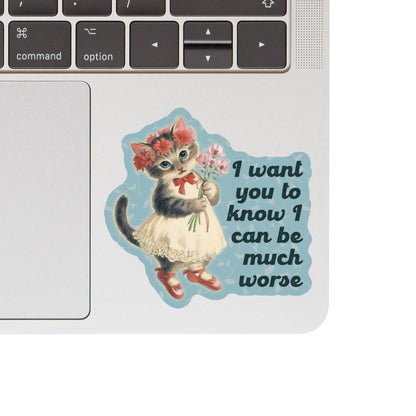Vinyl Sticker; Fiesty Kitty (Funny Retro Cat)