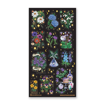 Stickii Sticker Sheet; Magical Blooms