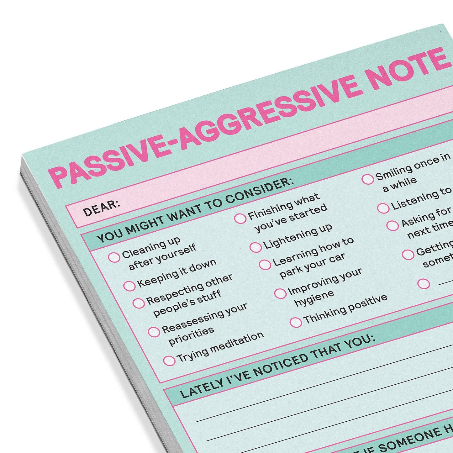 Nifty Notepad; Passive Aggressive (Pastel Version)