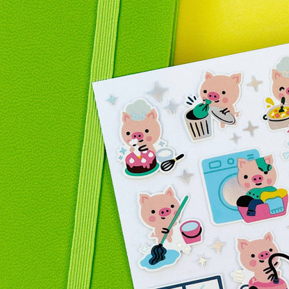 Pipsticks Sticker Sheet; Piggy Polishers