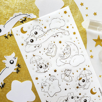 Stickii Sticker Sheet; Starlit Bunnehs & Dwagons