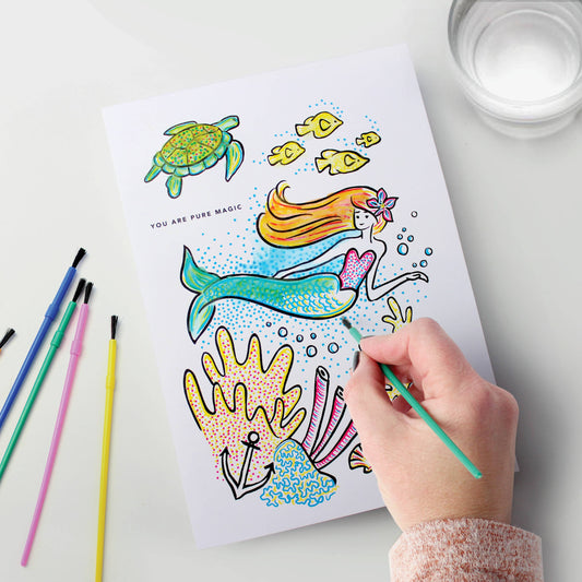 Greeting Card; Mermaid (Paint With Water)