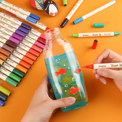 Acrylic Paint Marker Set of 36 (Dual Tone Brush Tip)