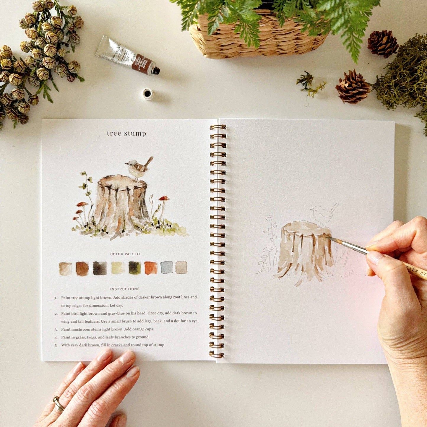 Watercolor Workbook; Woodland By Emily Lex