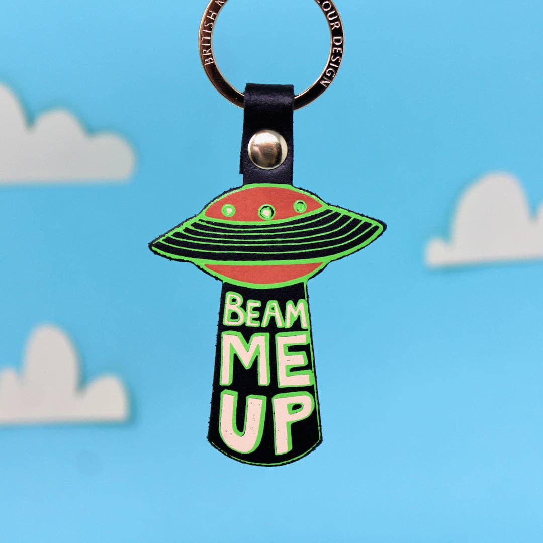 Leather Key Fob; UFO | Ark Colour Design