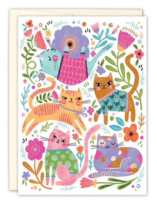 Greeting Card; Colorful Cats (Blank Card)