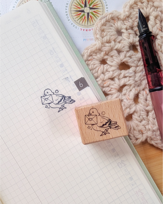 Wood Stamp; Pigeon Mail Delivery Service | CC's Art Café