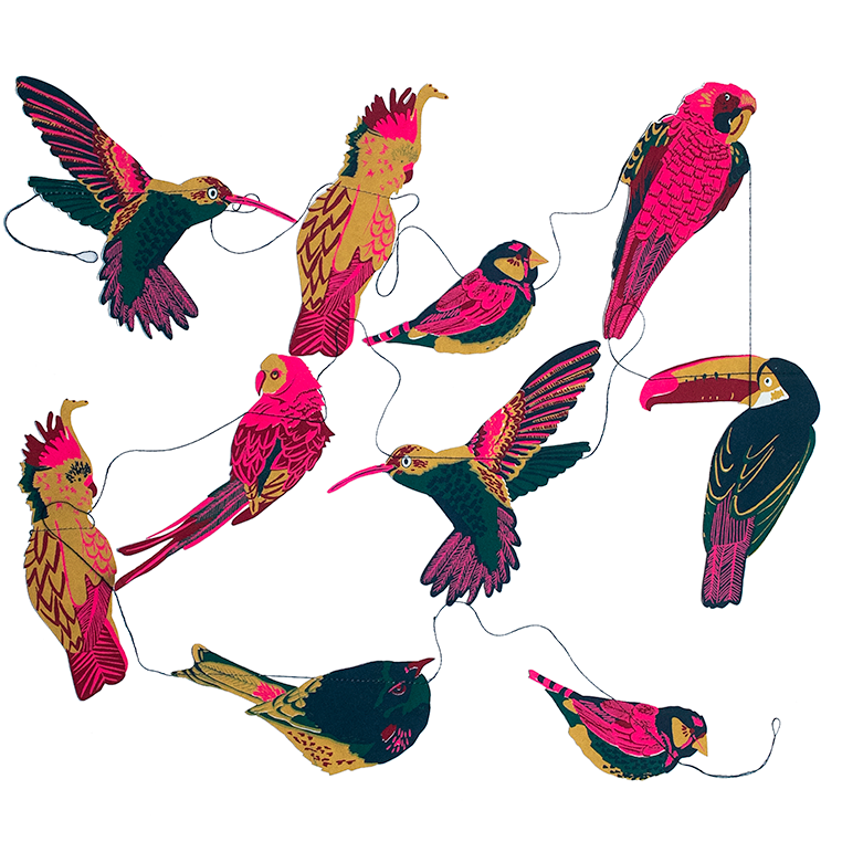 Sewn Garland; Tropical Birds By East End Press