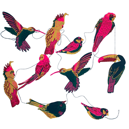 Sewn Garland; Tropical Birds By East End Press