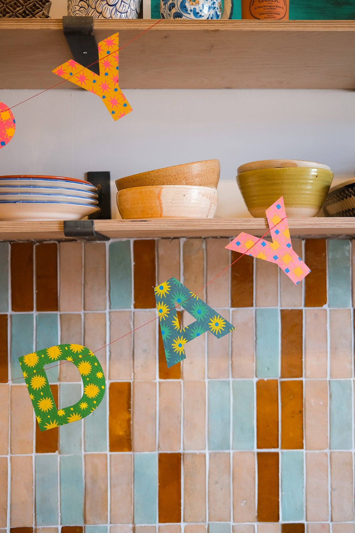 Sewn Garland; Bright Happy Birthday