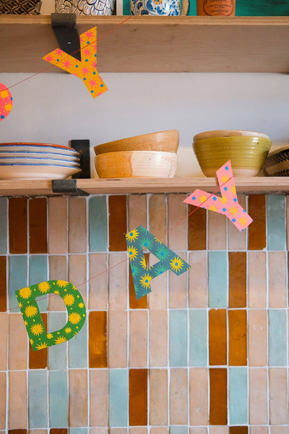 Sewn Garland; Bright Happy Birthday