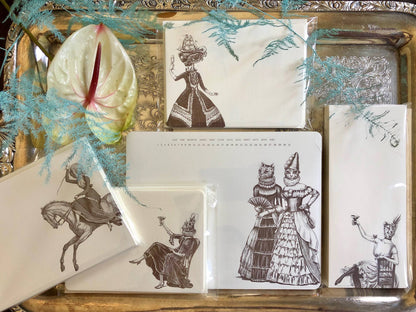 Note Card Set; Kitty Cat Revelry (Set Of 10 Note Cards & Envelopes, Size A2)