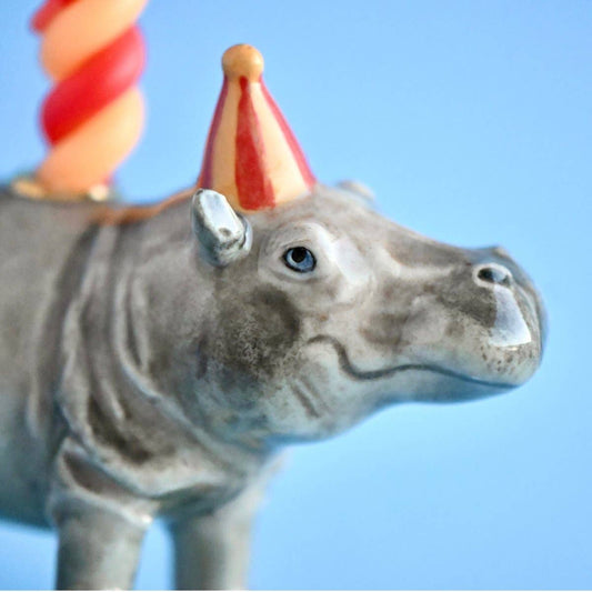 Camp Hollow Cake Topper; Hippo (Hand-Painted Porcelain)