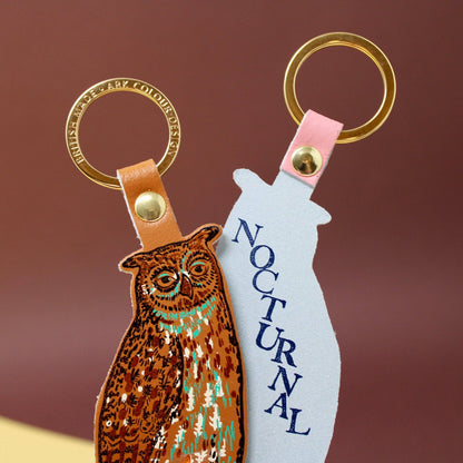 Leather Key Fob; Nocturnal Owl | Ark Colour Design
