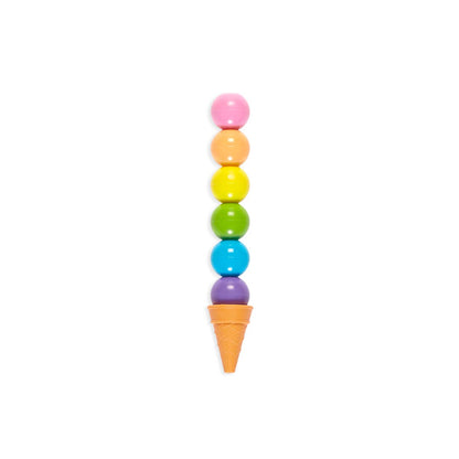 Ooly Erasable Stacking Crayons; Rainbow Scoops,Vanilla Scented (Set of 6)