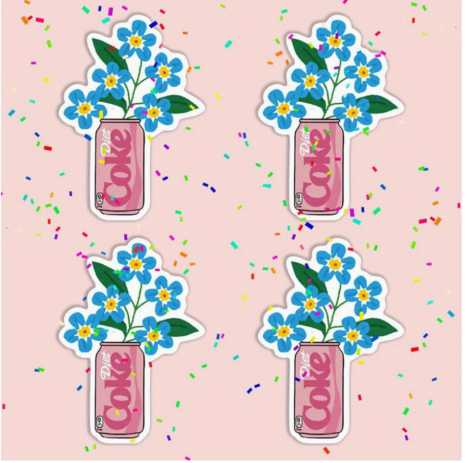 Vinyl Sticker; Diet Coke Flower Can