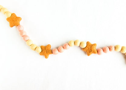Felt Garland; Boho Star Ball (Handcrafted, Wool)