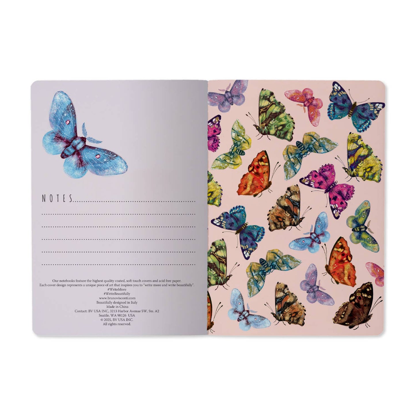 A5 Notebook; Butterflies on Blue - BV by Bruno Visconti