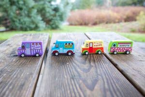 Pull Back Food Trucks; 4 Options (Wooden)
