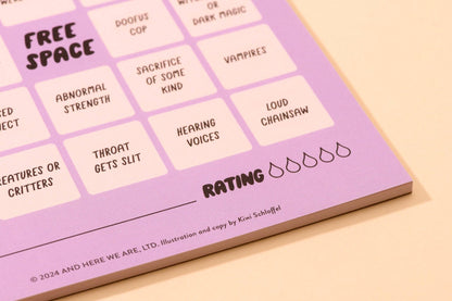 Movie Night Bingo; Scary Movie/Halloween/Pop Culture