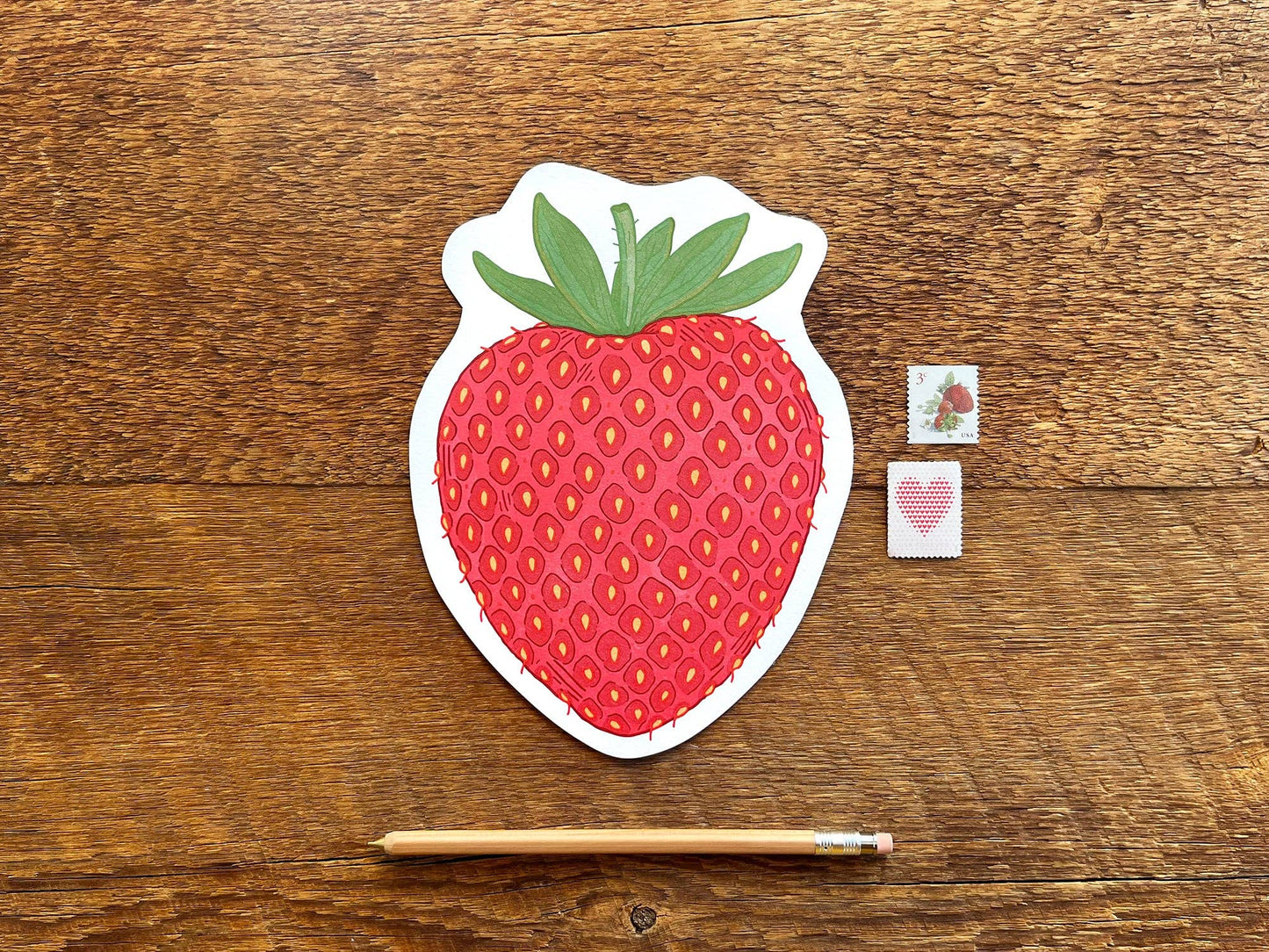 Postcard; Strawberry (Large Cut-Out)