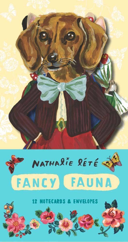 Stationery Set; Fancy Fauna (12 Notecards & Envelopes)