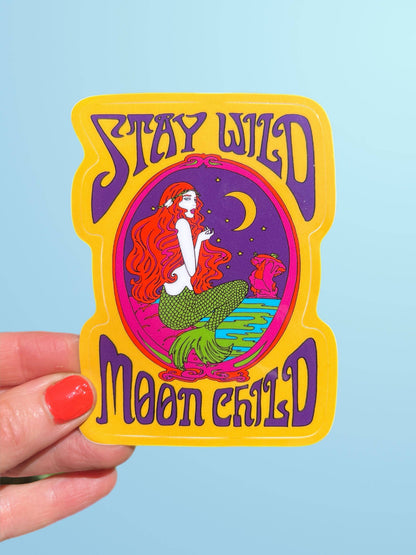 Vinyl Sticker; Stay Wild Moon Child Mermaid (3 Inch)