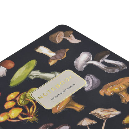 Notebook; Mushrooms on Black - BV by Bruno Visconti