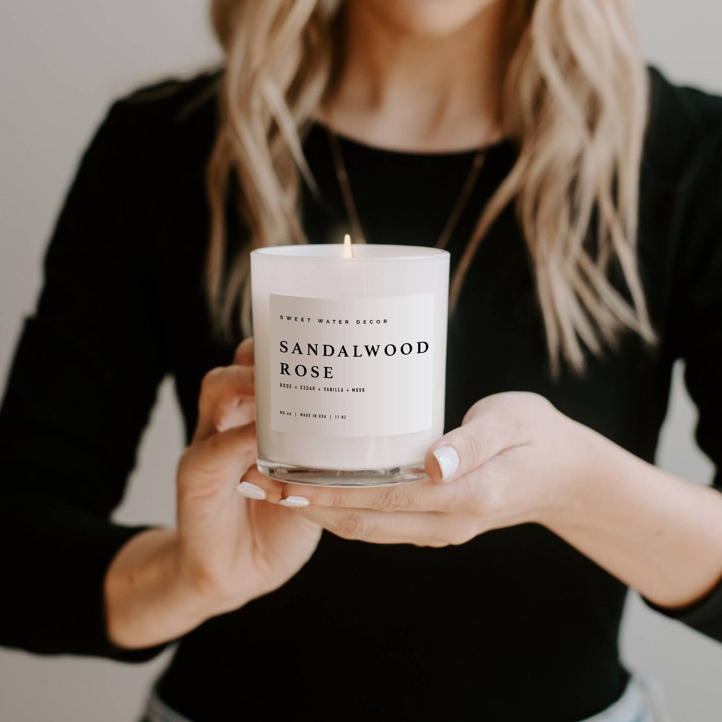 Soy Candle; Sandalwood Rose, 11 oz By Sweet Water Decor (50+ Hours Burn Time)