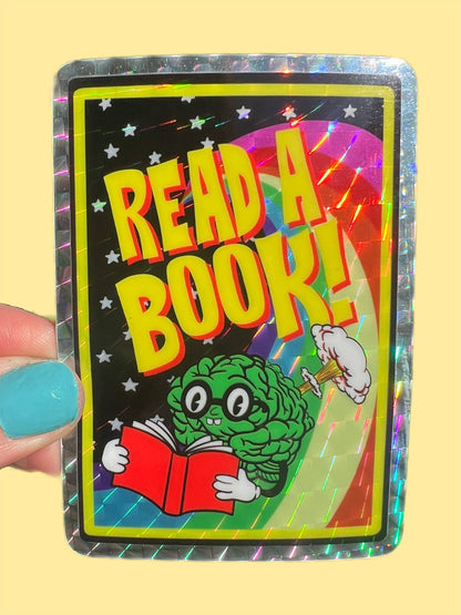 Vinyl Sticker; Read A Book (Glitter 3 Inch)