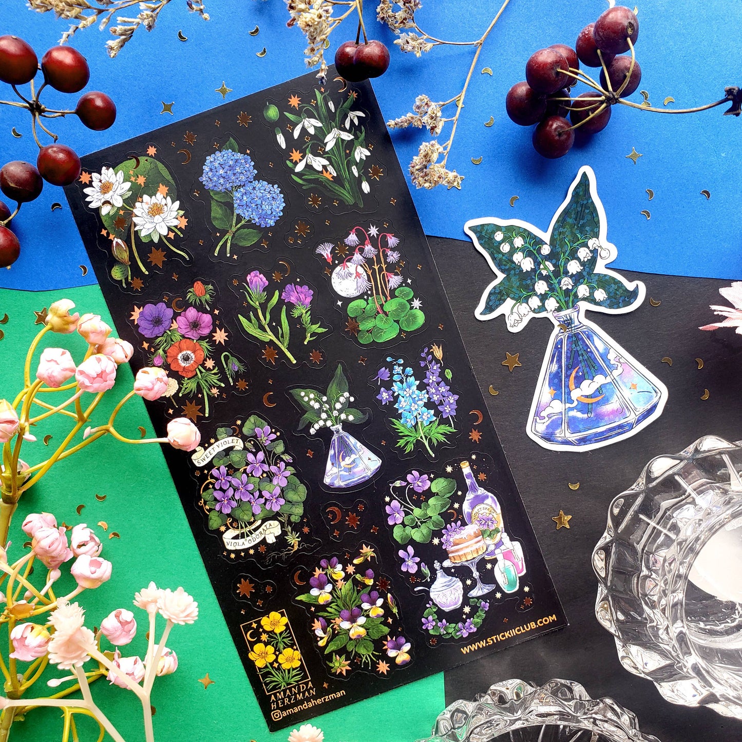 Stickii Sticker Sheet; Magical Blooms