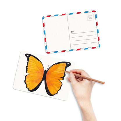 Butterfly & Moth Coloring Postcards | 30 Cards, 6 Designs, 140lb Paper | Elseware Unplug