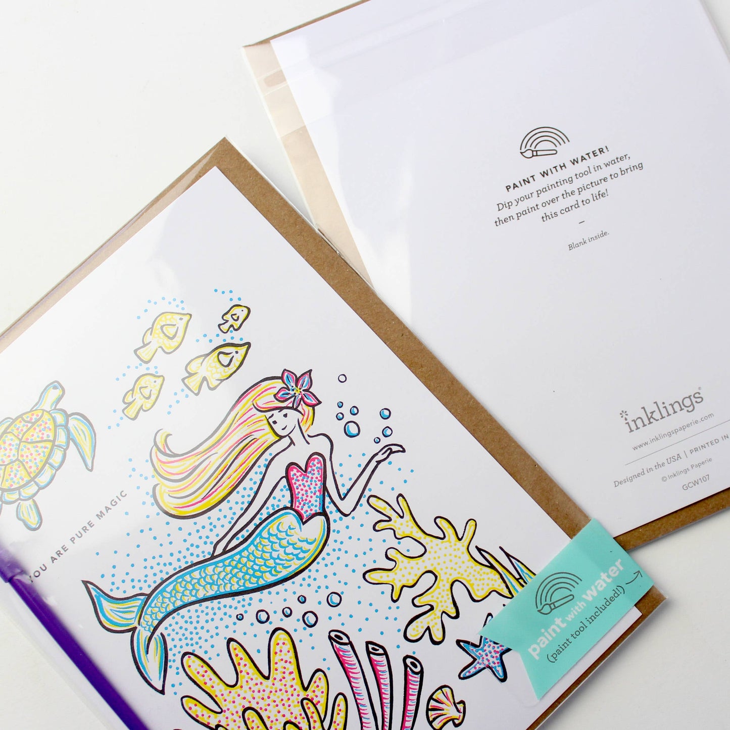 Greeting Card; Mermaid (Paint With Water)