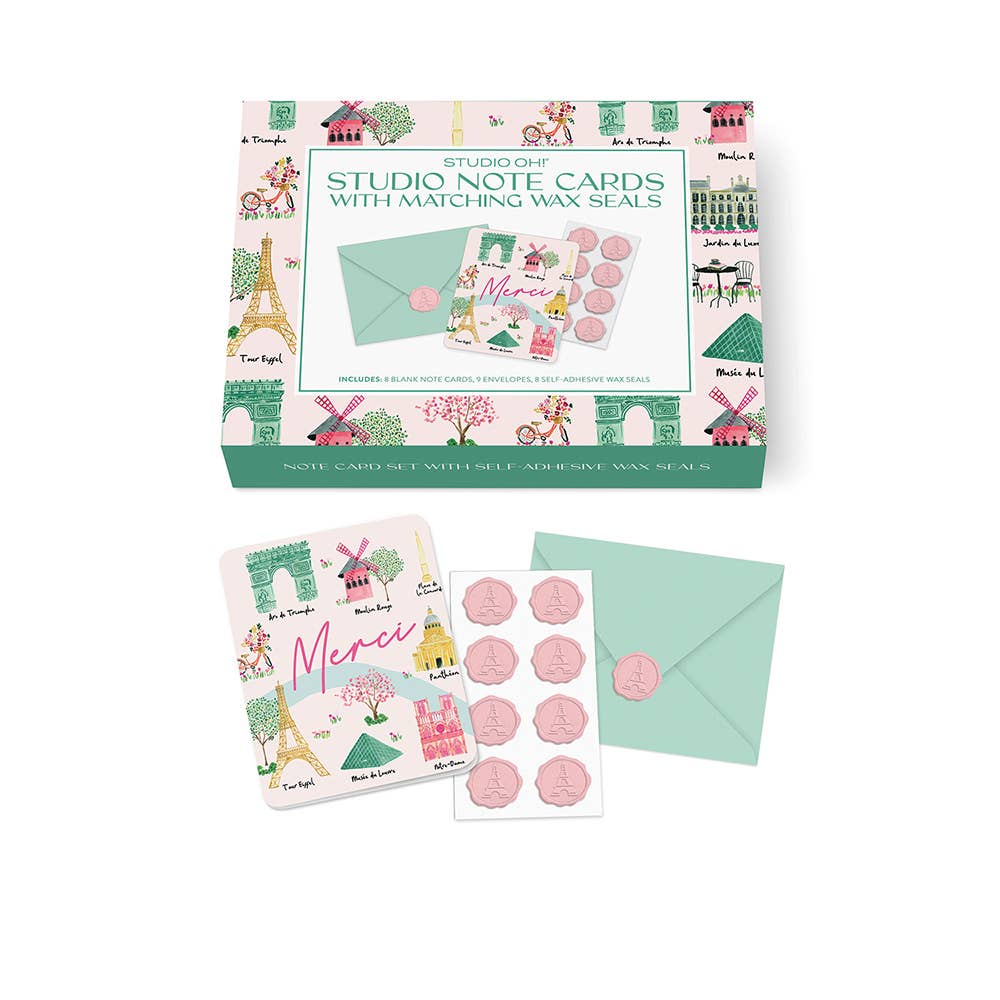 Studio Note Cards with Matching Wax Seals; Sights of Paris