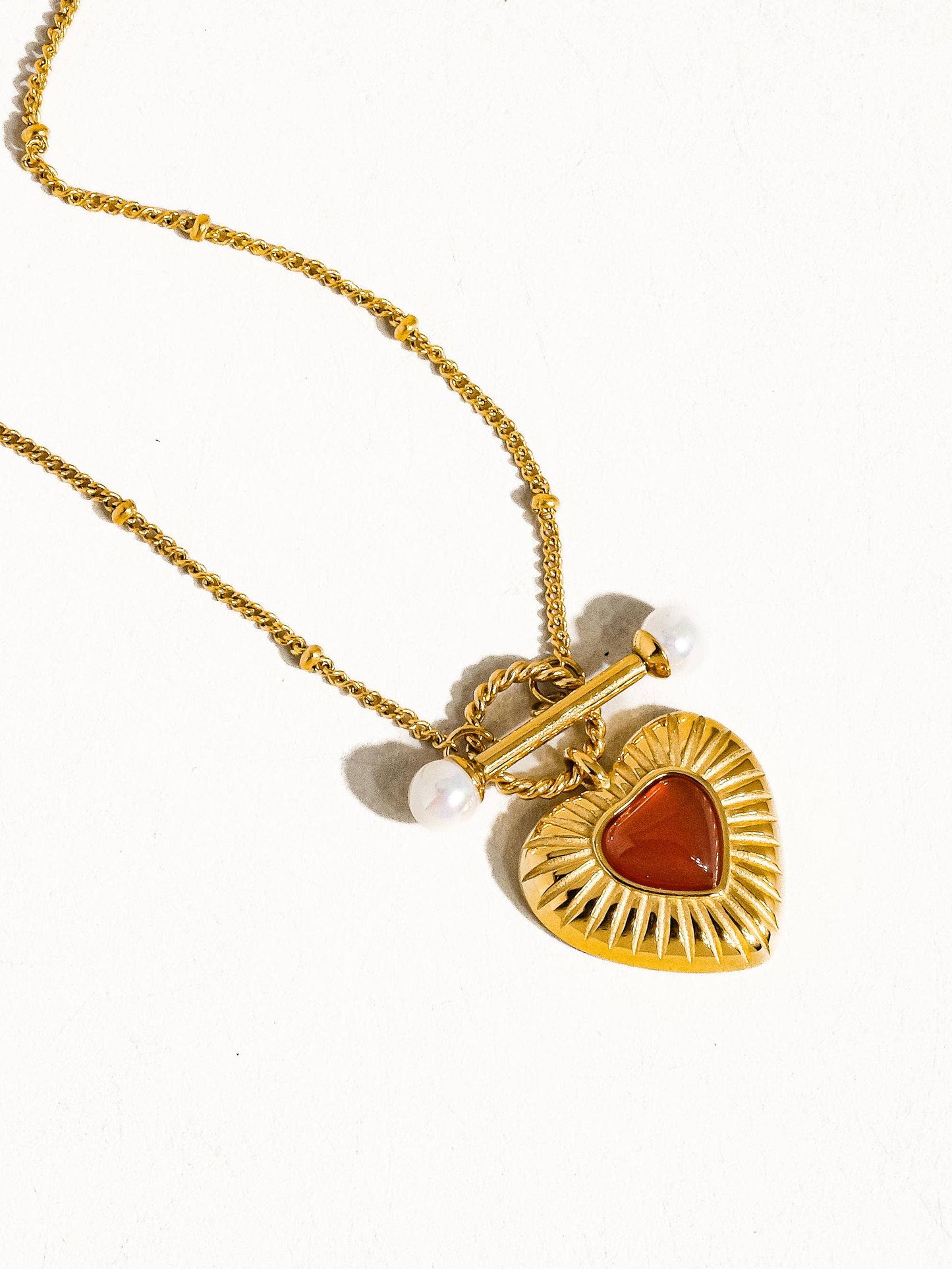 Necklace; Havana 18K Non-Tarnish Vintage Heart Chain