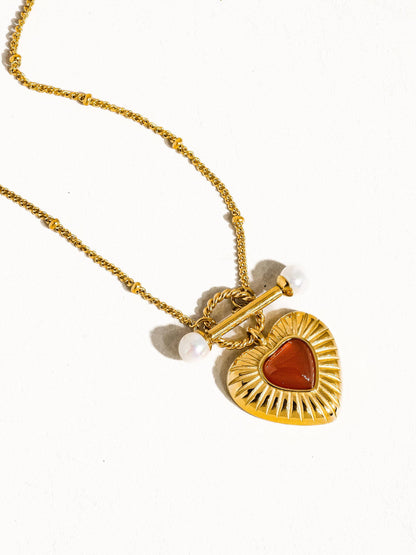 Necklace; Havana 18K Non-Tarnish Vintage Heart Chain