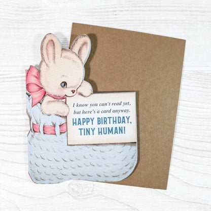 Birthday Card; Happy Birthday, Tiny Human! (Funny Greeting Card for Baby)