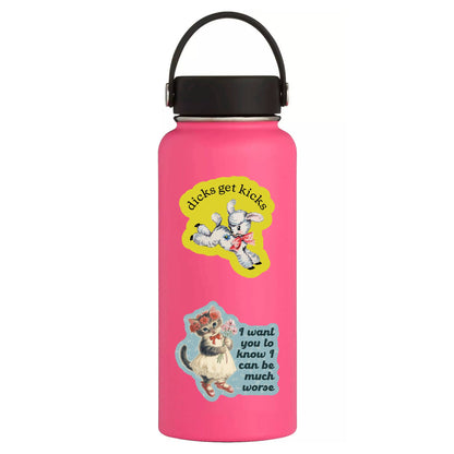 Vinyl Sticker; Fiesty Kitty (Funny Retro Cat)