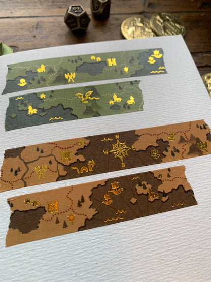 Washi Tape; Fantasy Maps (20mm Gold Foil)