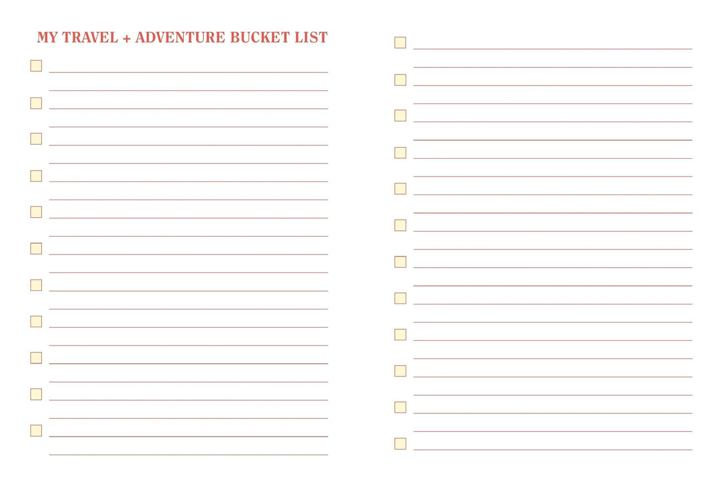 Prompted Journal; The Bucket List