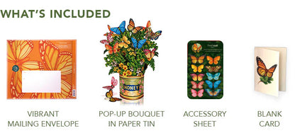 Pop-Up Greeting Card; Butterflies & Buttercups