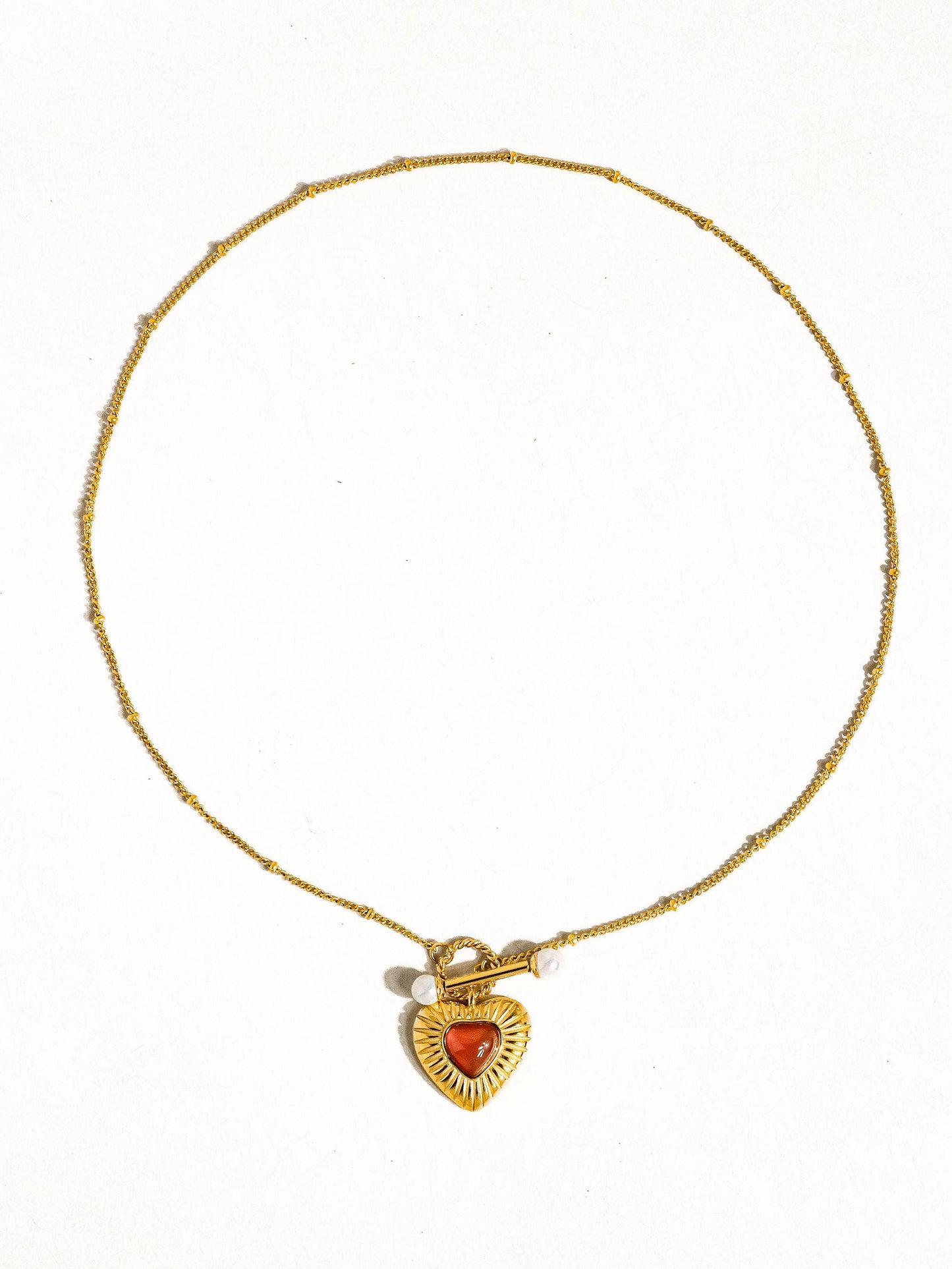 Necklace; Havana 18K Non-Tarnish Vintage Heart Chain