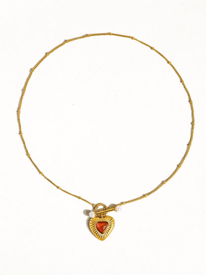 Necklace; Havana 18K Non-Tarnish Vintage Heart Chain