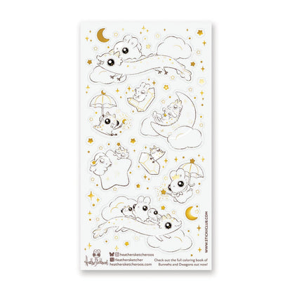 Stickii Sticker Sheet; Starlit Bunnehs & Dwagons