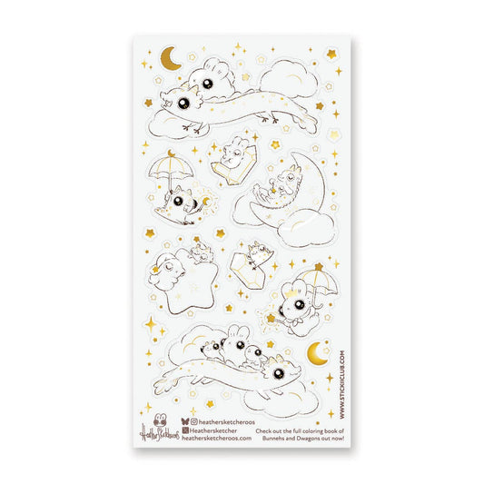 Stickii Sticker Sheet; Starlit Bunnehs & Dwagons