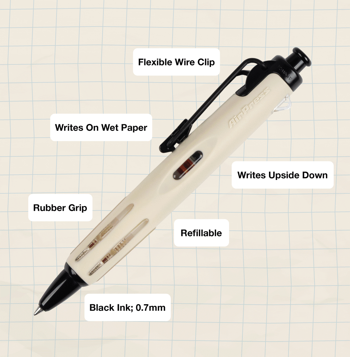 Ballpoint Pen; AirPress, Blue Gray | Tombow