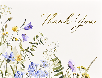Premium Thank You Note Card Set; Wildflowers