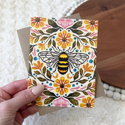 Greeting Card; Bee & Floral